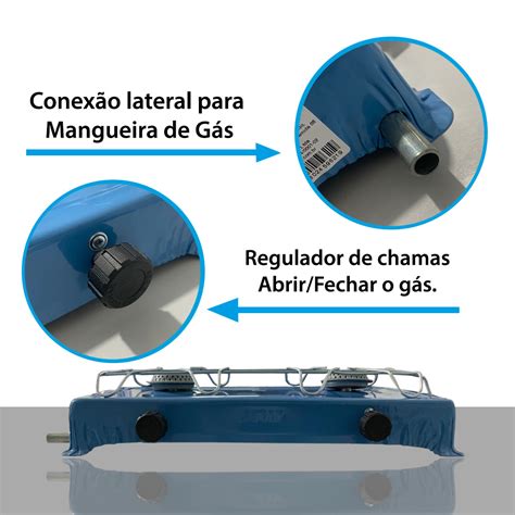 Fog O Port Til Camping Duas Bocas A G S Azul Ferramentas E Variedades