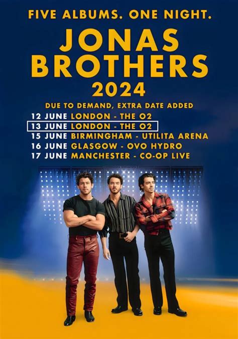 The Jonas Brothers Five Albums, One Night 2024 UK Tour Poster