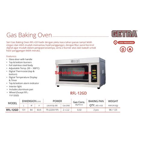 Jual Berat Sebenarnya GETRA Gas Baking Oven RFL 12GD Mesin Pemanggang