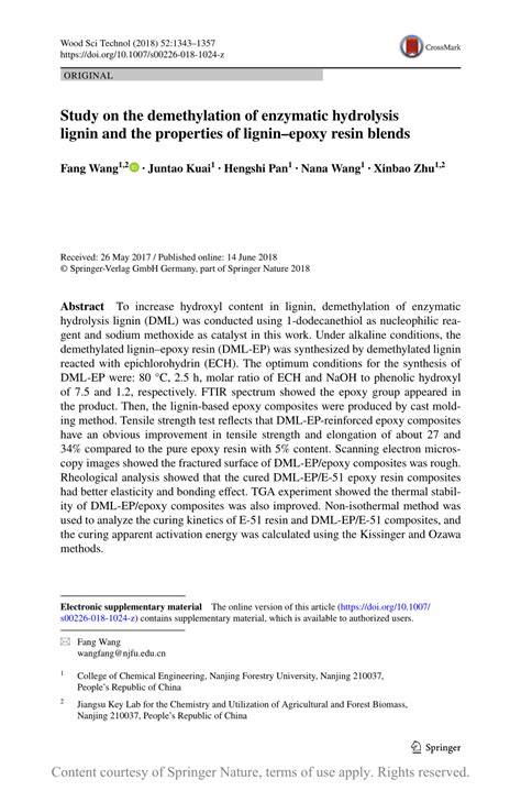 Study on the demethylation of enzymatic hydrolysis lignin and the ...