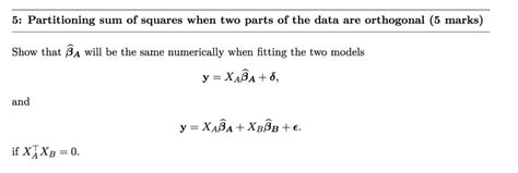 Solved Partitioning Sum Of Squares When Two Parts Of The Data Are