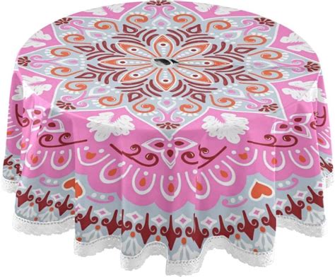 Dreamtimes Pretty Pink Mandalas Round Tablecloth In Waterproof