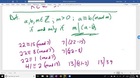 Congruence Modulo M Brief Introduction YouTube