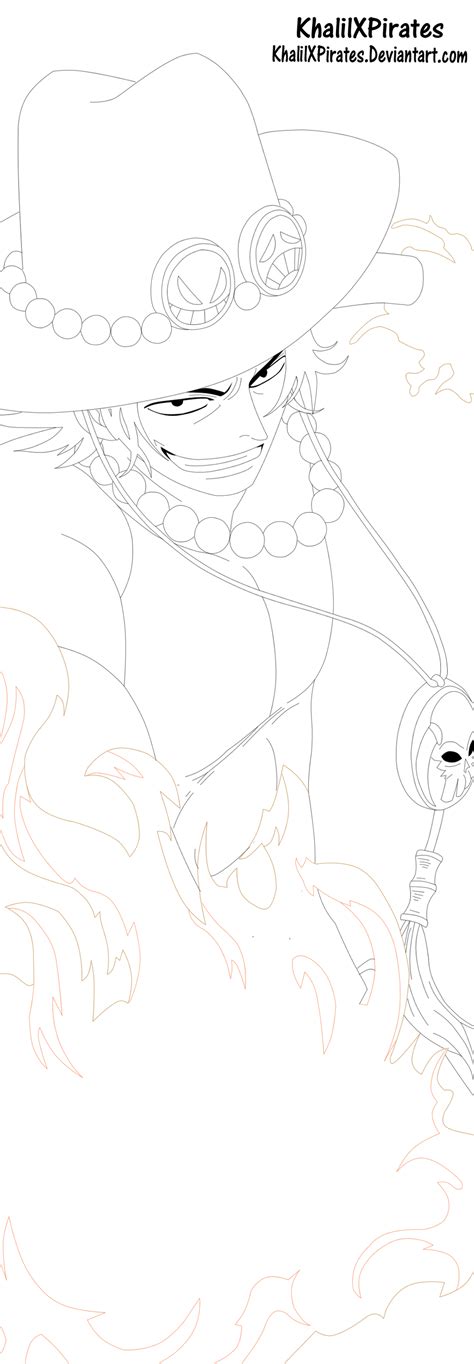 One Piece Portgas D Ace Lineart By Khalilxpirates On Deviantart