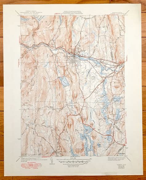 Antique Orange Massachusetts 1941 Us Geological Survey Etsy