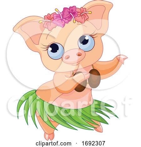 Cute Female Hula Dancer Pig By Pushkin