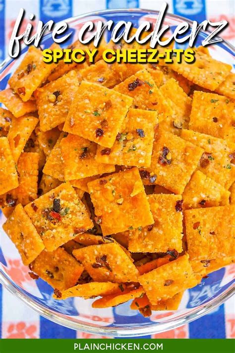 Fire Crackerz - spicy Cheez-Its - coated in red pepper flakes and Ranch dressing - SO addictive ...