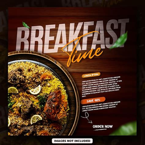 Premium Psd Psd Breakfast Food Menu And Restaurant Social Media Instagram Square Post Template