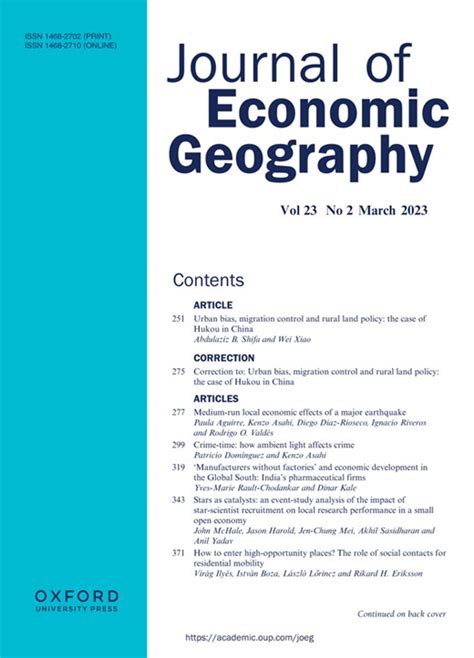 Volume 23 Issue 2 Journal Of Economic Geography Oxford Academic