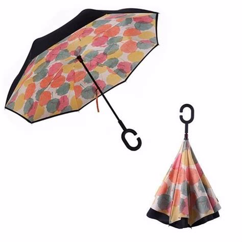 Parapluie Pliant Automatique Imprimé Inversé Double Anti Soleil UV Vent