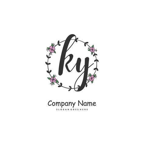 Ky Initial Handwriting And Signature Logo Design With Circle Beautiful