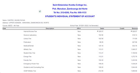 How To Print Soa Statement Of Account College Bed