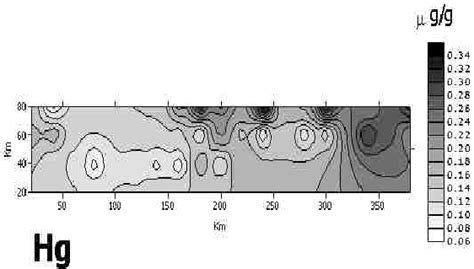 Geographical Distribution Of Mercury Concentrations µgg In Hypnum