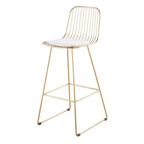 Chaise de bar en métal doré et blanche H76 Huppy Maisons du Monde