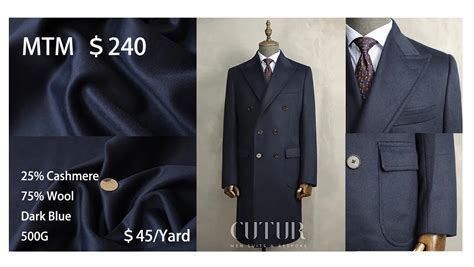 Mtm Single Breasted Cashmere Overcoat Custom Navy Overcoat Men Wool