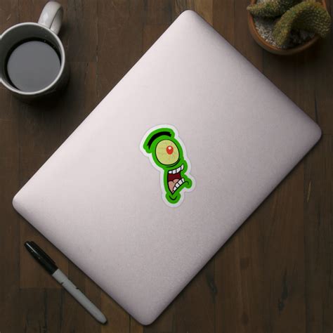 Plankton Evil Spongebob Planktons Grin Cartoon Cute Sticker Teepublic