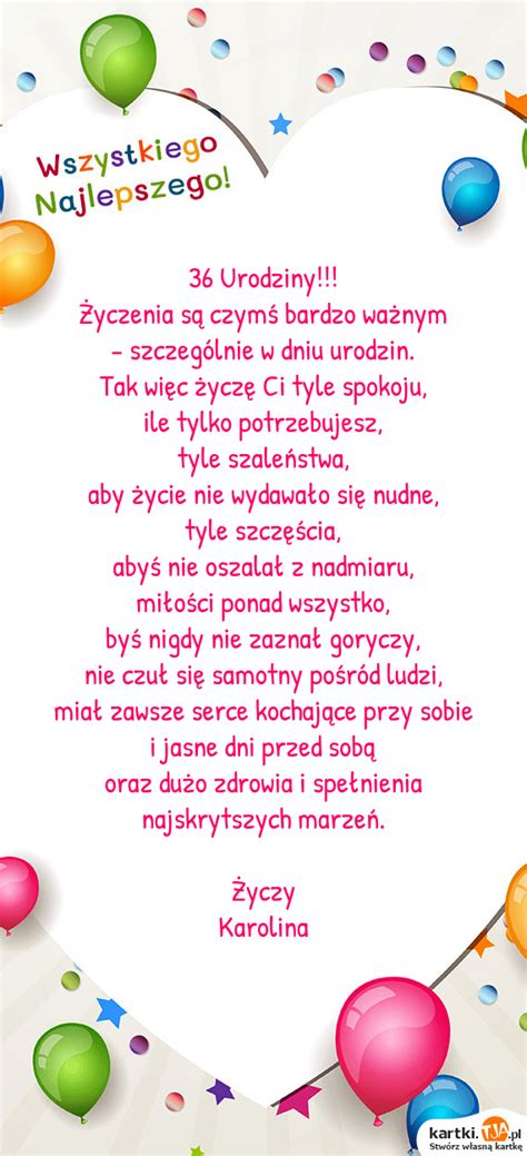 36 Urodziny Życzenia są czymś bardzo ważnym szczególnie w dniu