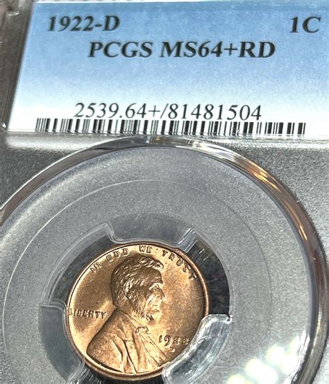 1922 D 1C Lincoln Wheat Cent PCGS MS64 RD The Penny Lady