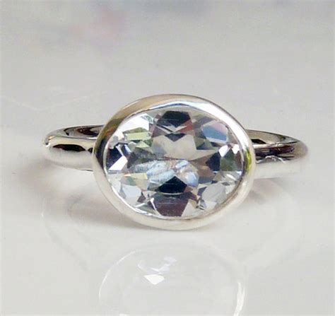 Large White Topaz Engagement Ring, White Topaz Solitaire #2309072 ...