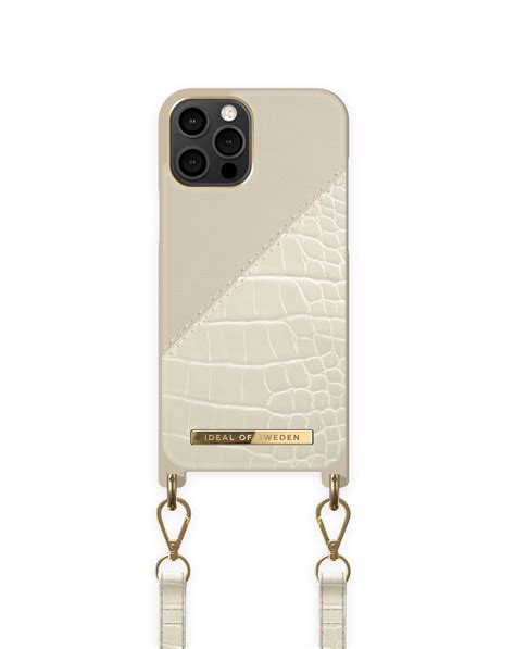 Atelier Phone Necklace Case IPhone 12 Pro Max Cream Beige Croco IDEAL