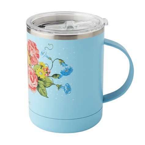 The Pioneer Woman Sweet Rose 14 Fluid Ounce Stainless Steel Ultimate Mug Blue