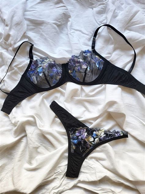 Purple Blue Black Lingerie Set Sexy Underwear Comfortable Bra Adjustable Panties Premium Quality