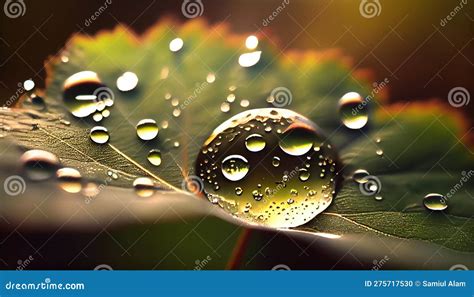 Beautiful Water Drops Sparkle In Sun On Leaf Stock Photo Image Of