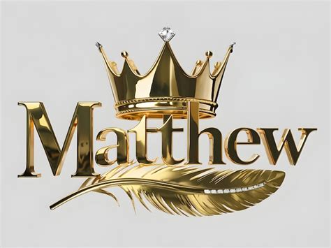 Premium Vector | Matthew name logo design matthew name in elegant font gold crown with feather ...