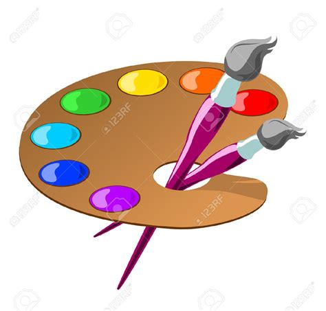 Illustration De La Couleur Des Pinceaux Et Une Palette De Couleurs