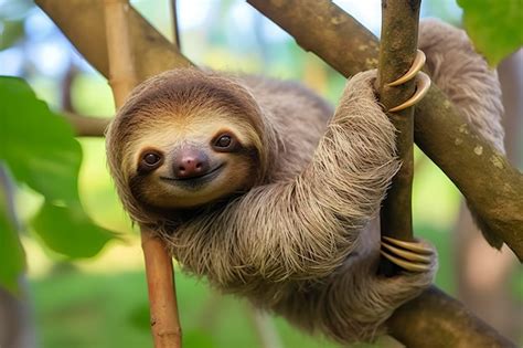 Premium Photo | Baby Sloth in Tree in Costa Rica Generative AI