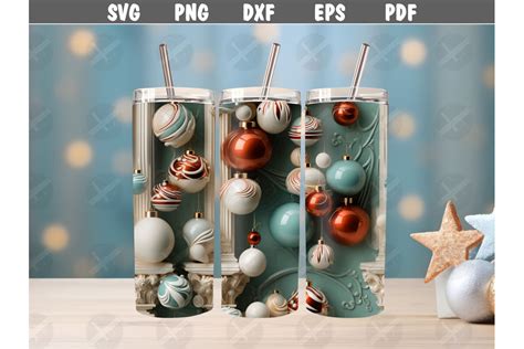 3D Ornaments Skinny Tumbler Wrap Design Graphic By EpicDigitalArtStudio