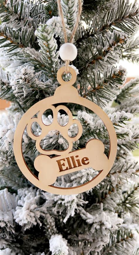 Personalized Wooden Dog Paw Ornament, Custom Pet Christmas Ornament, Dog Bone Ornament,handmade ...