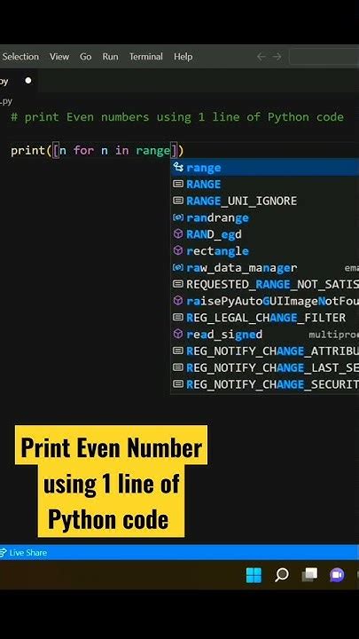 Print Even Number Using 1 Line Of Python Code Shorts Coding Python Youtube