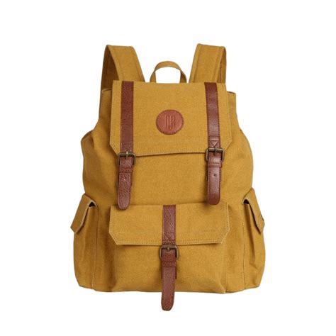 Bagind Sanchi Unisex Látkový Batoh žlutý S Detaily Z Veganské Kůže Do