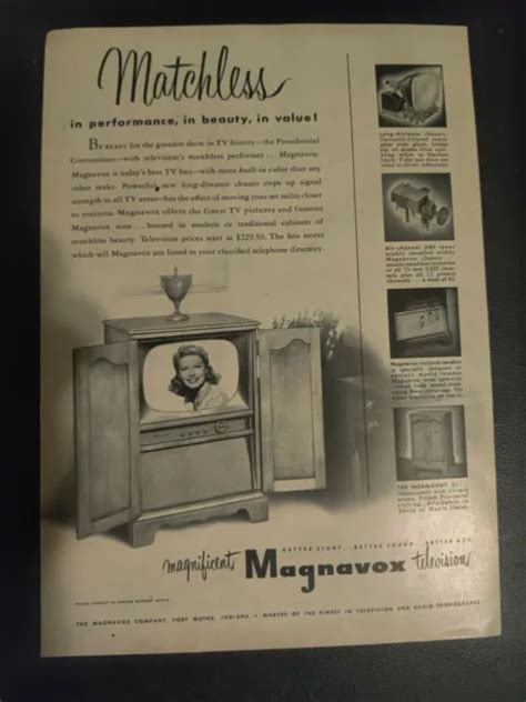 Magnavox Television Ad 1952 Cabinet Tv Vintage Magazine Print £474