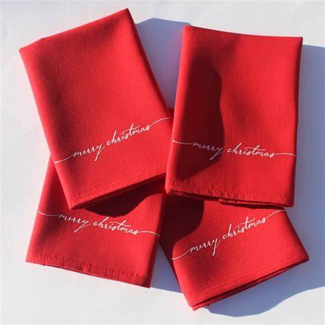 Christmas Embroidered Napkins Etsy