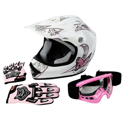 TCMT DOT Youth & Kids Motorcycle Helmet Pink Butterfly White with ...