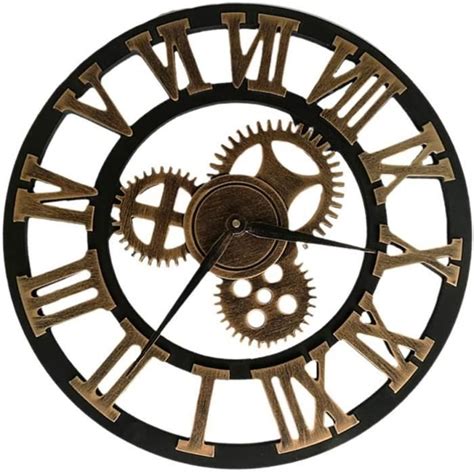 Horloge Murale Engrenage Industriel Vintage Rond D Chiffres Romains