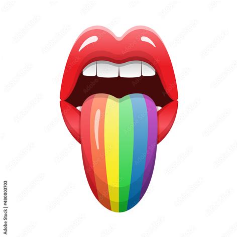 Lgbt Lips With Rainbow Color Tongue Gay And Lesbian Pride Vector
