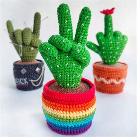 PatrÓn De Ganchillo Mano De Cactus Patrón En Pdf De Cactus Amigurumi