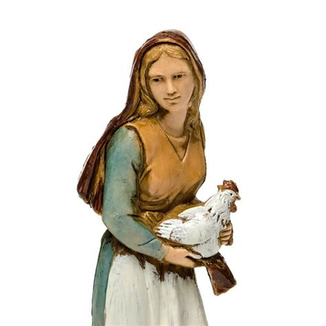 Personaggio Donna Con Gallina In Braccio Del Presepe Moranduzzo 8 Cm