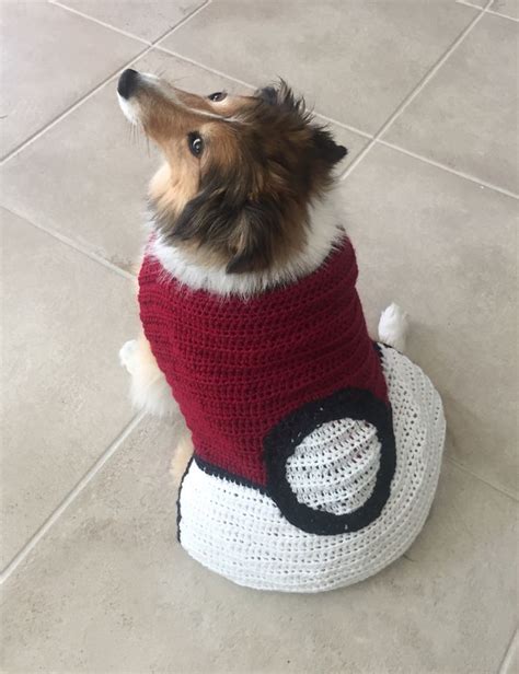 Pokeball Dog Sweater Pokemon Go Dog Coat Crochet Dog Sweater