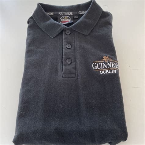 Guinness Dublin Official Mens Polo Shirt Black Ss Bu Gem