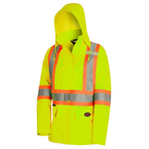 Pioneer Womens Hi Viz 300d Polyester Waterproof Safety Jacket Bc Fasteners And Tools