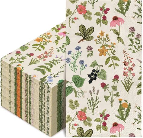 Amazon Anydesign Pack Wild Herbs Guest Napkins Vintage Plant