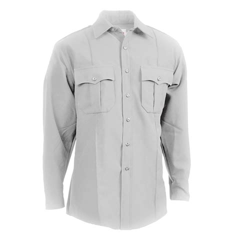 Elbeco Mens Ls Textrop2 Poly Uniform Shirt White No Zipper Nafeco