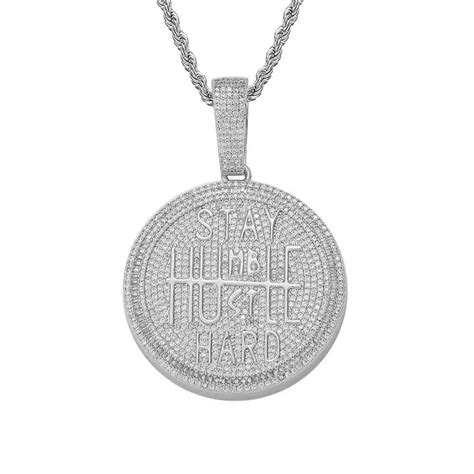 Silver Stay Humble Hustle Hard Pendant Necklace For Men Shop Today