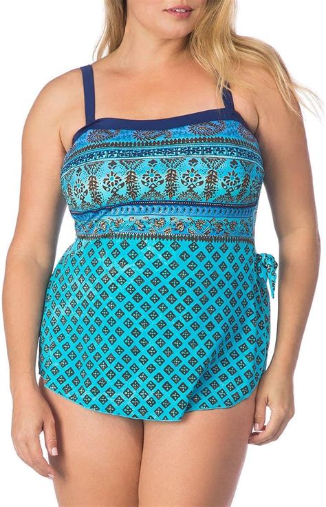 Maxine Of Hollywood Womens Plus Size Bandeau Sarong One Piece Swimsuit