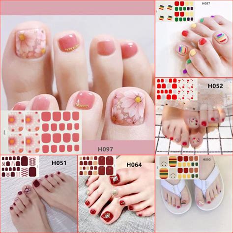 【ready Stock】h 3d Toenail Sticker Grid Stripe Cartoon Gold Foil