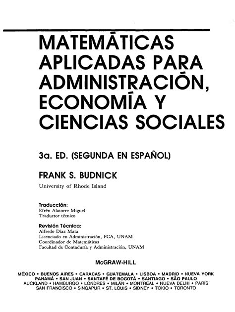 Matem Ticas Aplicadas Para Administraci N Econom A Y Ciencias Sociales